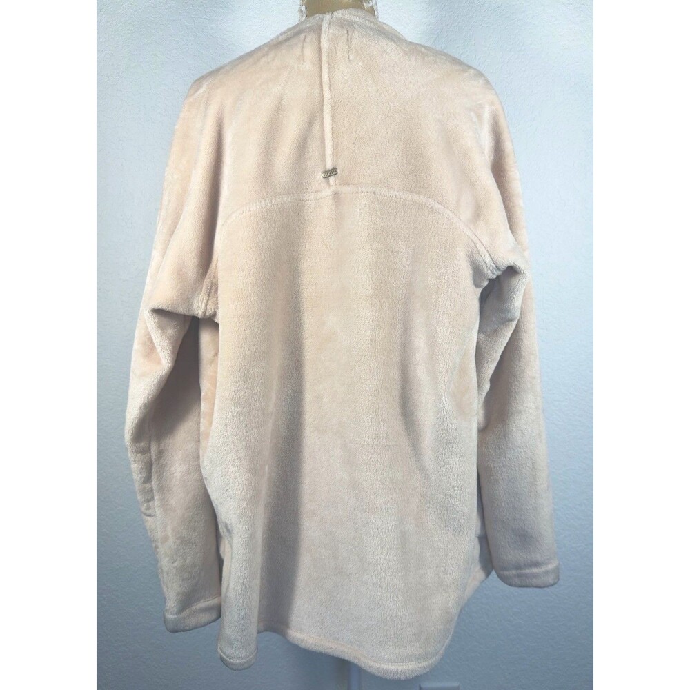 UGG Womens M Beige Plush Fleece Cardigan Open Front Shawl Collar Pockets Cozy - Picture 3 of 11